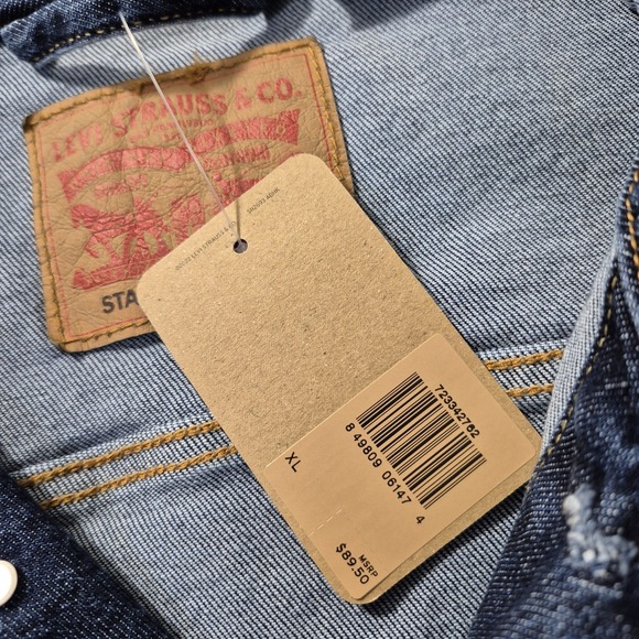 Levis Standard Trucker Jacket Mens XL Blue Denim Pockets Classic Western 90s USA - Picture 3 of 10